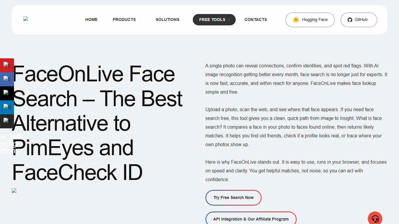 Free Face Search Online - The Best Alternative to PimEyes and FaceCheck ID - FaceOnLive : On-Premises ID Verification & Biometrics Solution Provider